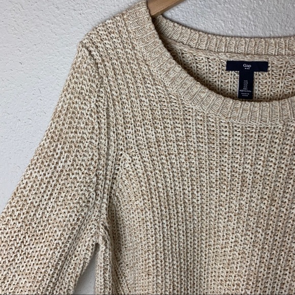 GAP cream color chunky knit warm cozy Sweater Sz L women’s boho like New neutral - Picture 3 of 9